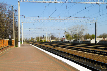 View on a railroad tracks