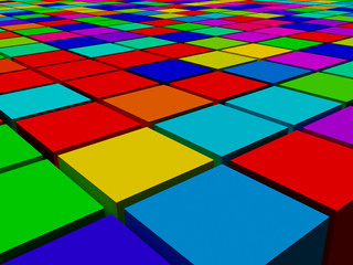 Closeup multicolor spatial abstract cubes background.