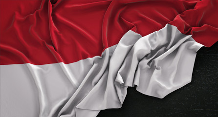 Indonesia Flag Wrinkled On Dark Background 3D Render