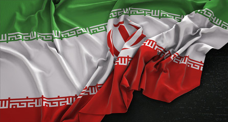 Iran Flag Wrinkled On Dark Background 3D Render