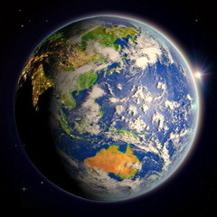 East Asia from space at twilight
