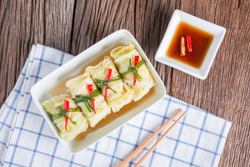 Cabbage roll stuffed with meat. Top view.