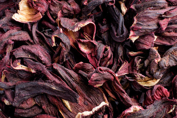 Close up , Hibiscus sabdariffa or roselle fruits as background