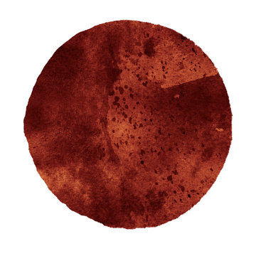 Watercolor abstract brown circle isolated on white