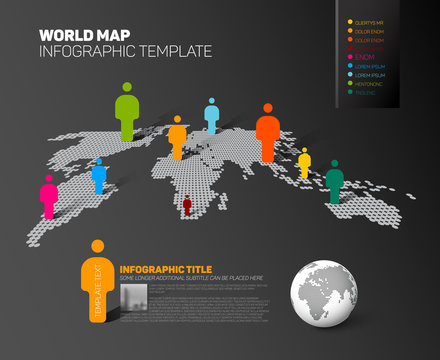 World map infographic template with figures