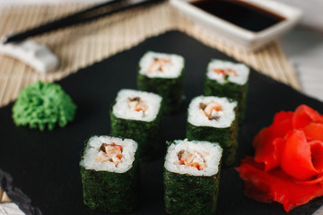Sushi Rolls Food Japanese Cuisine Healthy Seafood Concept