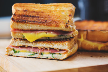  grilled panini ham cheese sandwich with melt cheese stuff