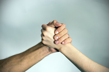 Handshake on white background