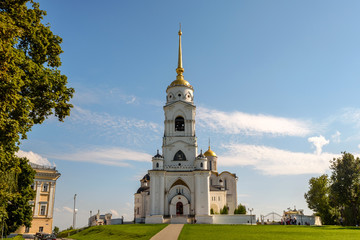 Old orthodox church in Vladimir in the summer. Gold ring of Russia. Tourist attractions.