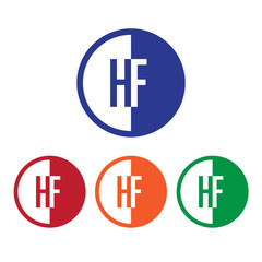 HF initial circle half logo blue,red,orange and green color