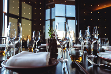 Table set for banquet in restaurant