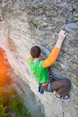 climber climbs the rock..