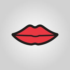 Lips icon. Kiss, smile, makeup symbol. Flat design. Stock - Vector illustration