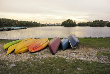 kayaking on the lake sunset in Putrajaya  Malaysia