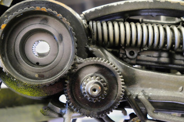 gear in the old mechanism. selective focus. abstract industrial background.