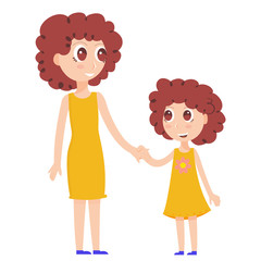 Vector Lovely Mom and daughter, Mother´s day