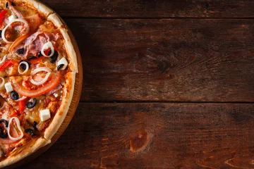 Crédence de cuisine en verre imprimé Pizzeria Pizza Fast Food Restaurant Menu Cuisine italienne nationale Concept d& 39 espace libre