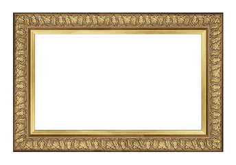 Wooden vintage picture frame isolated on white background