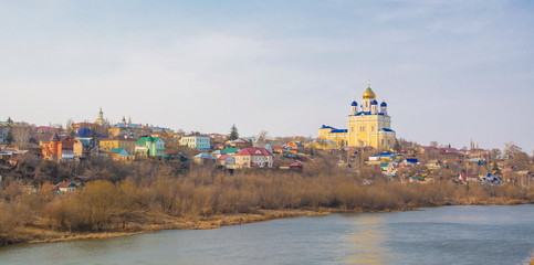 View of the ancient Russian town Yelets on the bank of the Sosny river