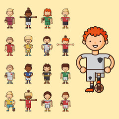 National Euro Cup soccer football teams vector illustration and world game player captain leader in uniform sport men isolated characters.