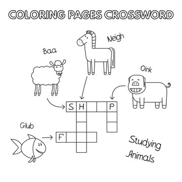 Farm Animals Coloring Book Crossword