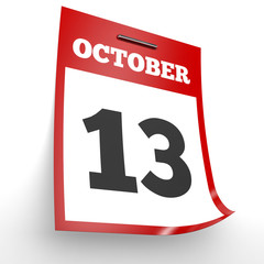 October 13. Calendar on white background.