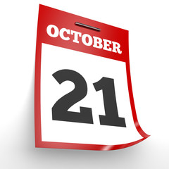 October 21. Calendar on white background.