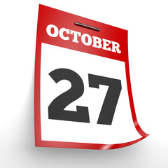 October 27. Calendar on white background.