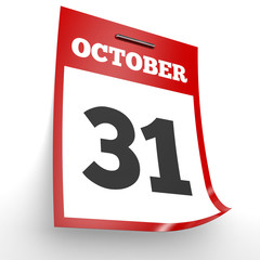 October 31. Calendar on white background.