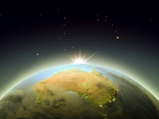 Sunrise above Australia from space