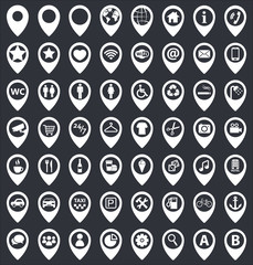 map pointer icon with sign inside, vector illustration design