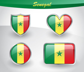 Glossy Senegal flag icon set