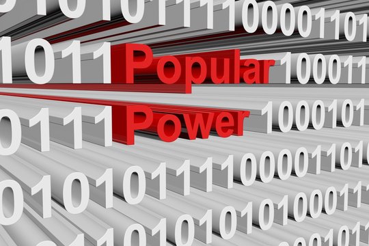 Popular Power in the form of binary code, 3D illustration