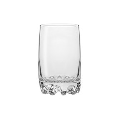 Glass transparent empty glass for drinks, isolated on white background.