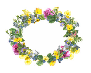 cartoon scene with beautiful and colorful flowers on white background