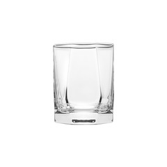 Glass transparent empty glass for drinks, isolated on white background.