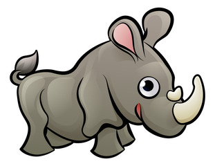 Obraz na płótnie Canvas Rhino Safari Animals Cartoon Character