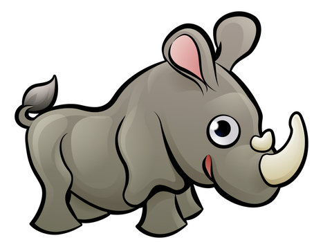 Rhino Safari Animals Cartoon Character