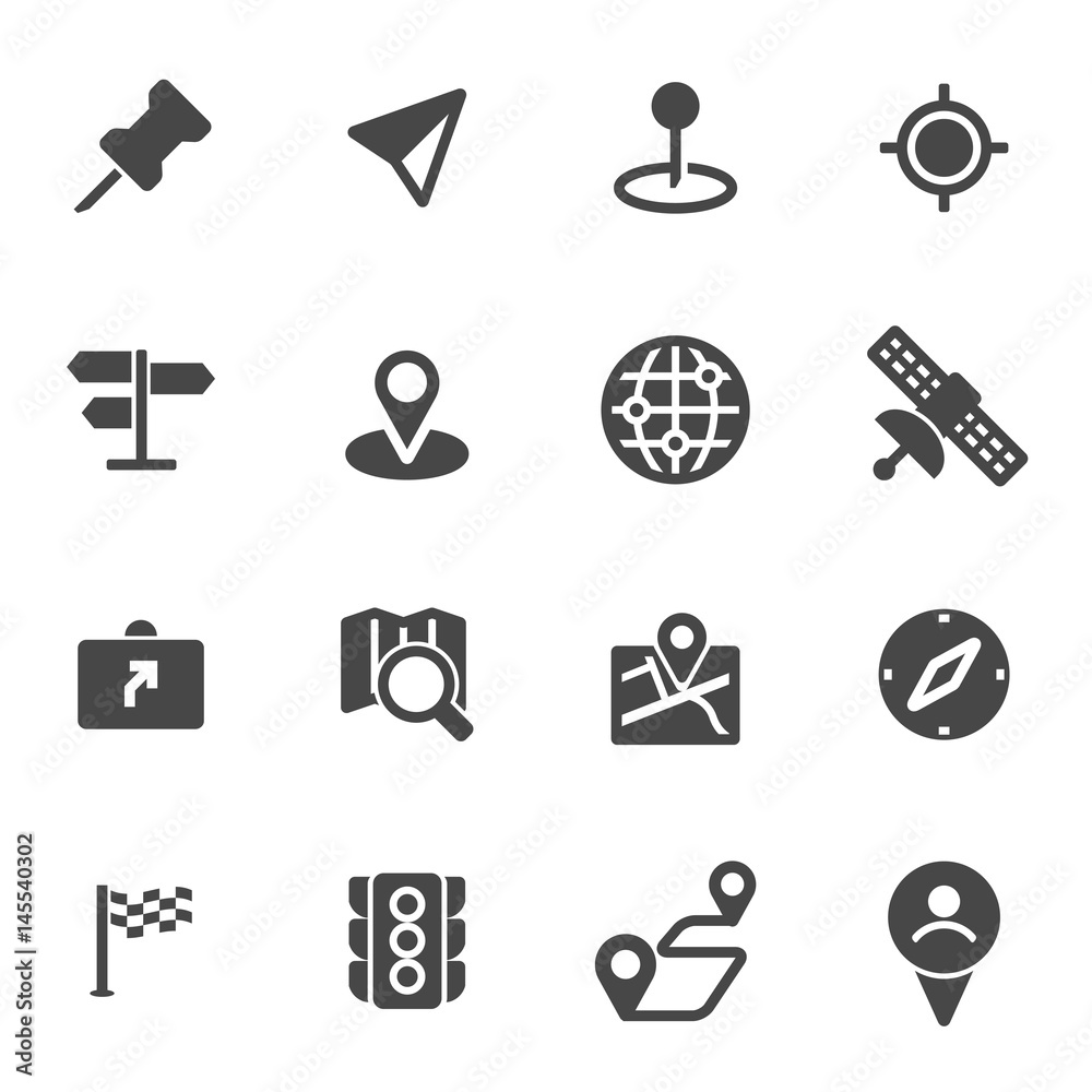 Wall mural Vector black navigation icons set