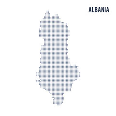 Vector dotted map of Albania isolated on white background .