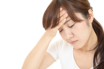 Naklejka premium 頭痛を訴える女性