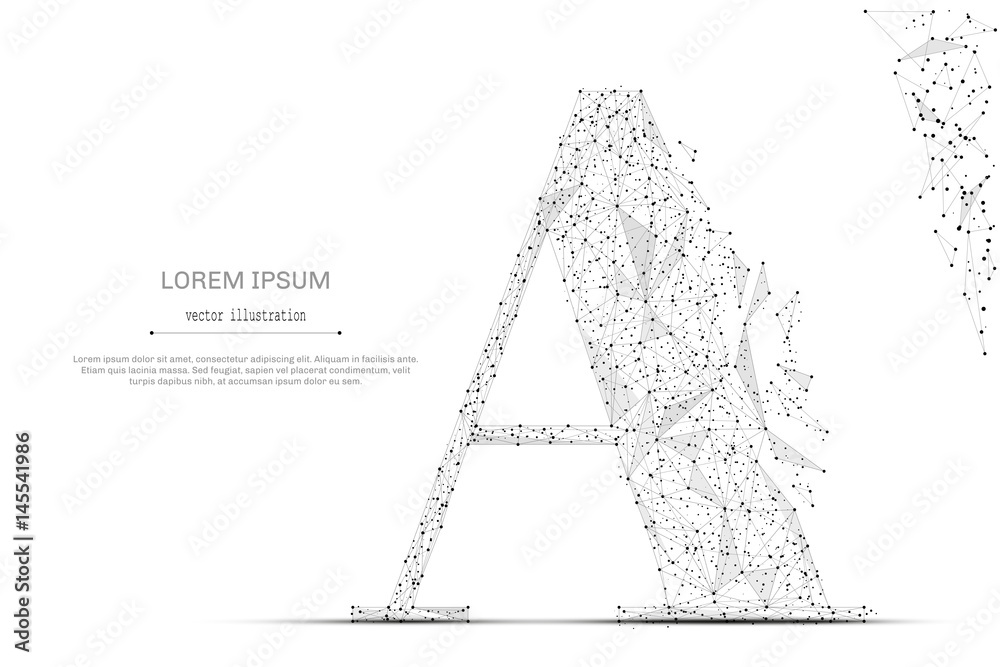 Aufkleber abstract mash line and point the letter a on white background with an inscription. starry sky or spa