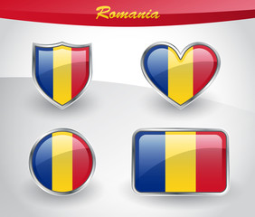 Obraz premium Glossy Romania flag icon set