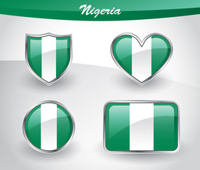 Glossy Nigeria flag icon set