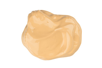 Round face make-up liquid foundation sample isolated on white background, clipping path included