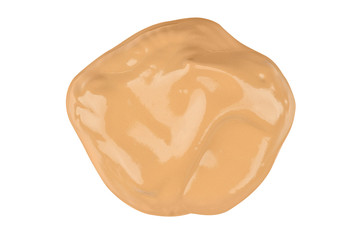 Round face make-up liquid foundation sample isolated on white background, clipping path included