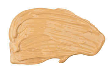 Smeared face make-up liquid foundation sample isolated on white background, clipping path included