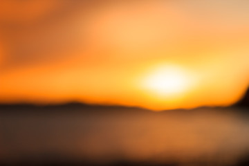 Blurred sunset on the lake