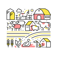 Collage with domestic or farm animals and pets