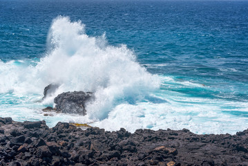 Huge waves crashing on the coast of Lanzarote, Canary Islands, Spain
